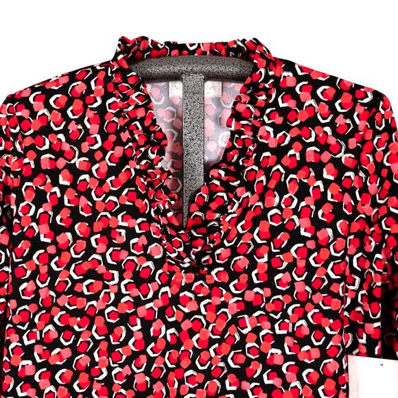 Phoebe Buffay Style Bubblegum Lookalike Top Size XL Ruffled Pink Red Polka Dot - Picture 2 of 6